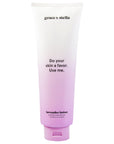 A tube of grace & stella lavender body lotion (473ml) free gift with the phrase "do your skin a favor. Use me." printed on it.