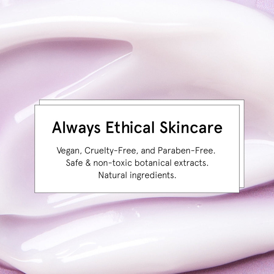 Promotional image for Grace & Stella skincare brand highlighting vegan, cruelty-free, and paraben-free products with natural botanical extracts including lavender body lotion (473ml) free gift.